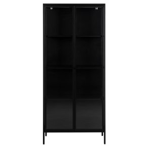 ACT NORDIC Newcastle vitrineskab, m. 2 glaslger - sort metal