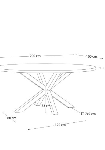 KAVE HOME Argo spisebord, oval - natur akacietr og hvid stl (200x100)