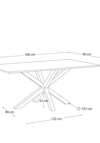 KAVE HOME Argo spisebord, rektangulr - matteret sort glas og stl med trfinish (160x90)