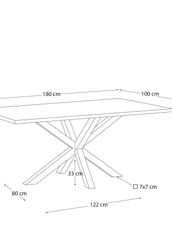 KAVE HOME Argo spisebord, rektangulr - matteret sort glas og stl med Sonoma trfinish (180x100)
