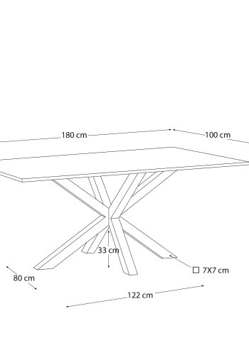 KAVE HOME Argo spisebord, rektangulr - matteret sort glas og rustfri stl (180x100)