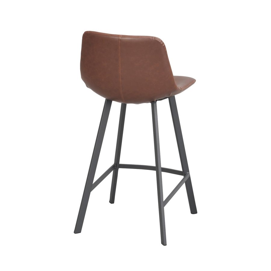 ROWICO Aubum barstol, m. rygln og fodsttte - brun kunstlder og sort metal