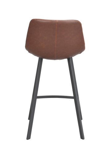 ROWICO Aubum barstol, m. rygln og fodsttte - brun kunstlder og sort metal