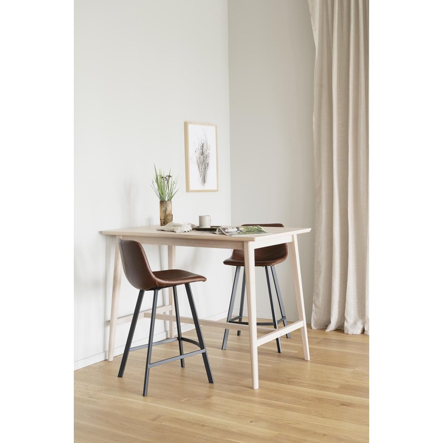 ROWICO Aubum barstol, m. rygln og fodsttte - brun kunstlder og sort metal