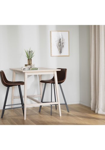 ROWICO Aubum barstol, m. rygln og fodsttte - brun kunstlder og sort metal