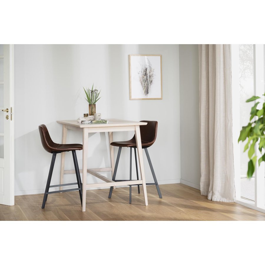 ROWICO Aubum barstol, m. rygln og fodsttte - brun kunstlder og sort metal