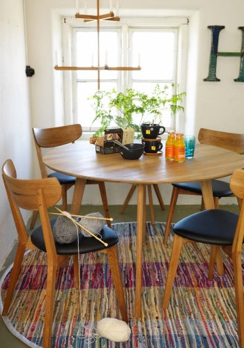 ROWICO Ami spisebordsstol - lakeret eg og sort PU lder