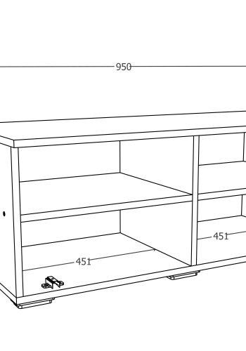 VCM NORDIC Arila XL TV-bord, m. 1 lge og 4 rum - antracitgr og natur tr (115x40)