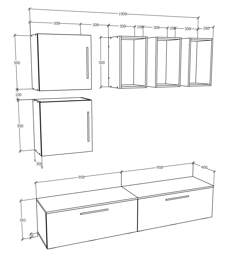 VCM NORDIC Arila L 7-tlg. reolsystem, m. 4 lger, 11 rum, 2 hylder - hvid og natur tr