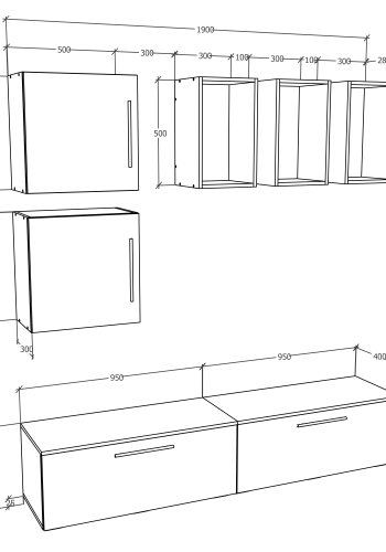 VCM NORDIC Arila L 7-tlg. reolsystem, m. 4 lger, 11 rum, 2 hylder - antracitgr og natur tr