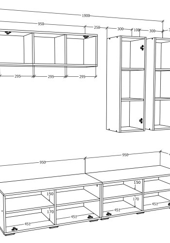 VCM NORDIC Arila XL 5-tlg. reolsystem, m. 5 lger, 17 rum, 8 hylder - hvid tr