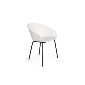 ZUIVER Void spisebordsstol, m. armln - mlkehvid genanvendt polypropylen og sort stl