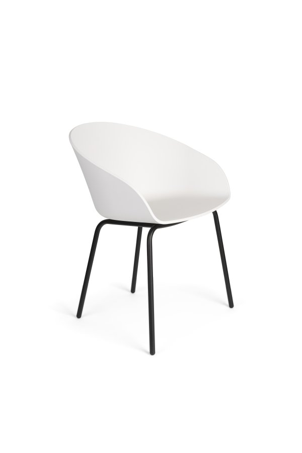 ZUIVER Void spisebordsstol, m. armln - mlkehvid genanvendt polypropylen og sort stl