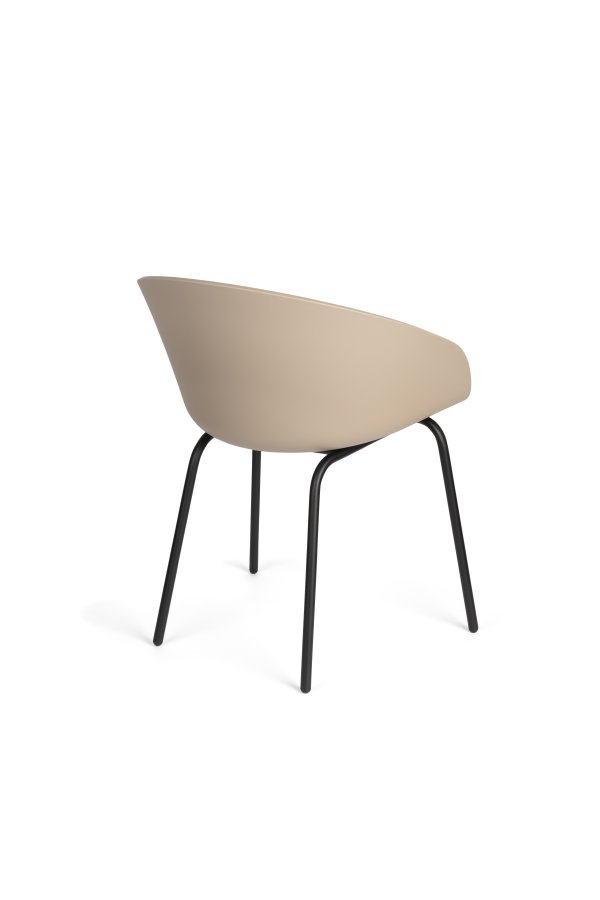 ZUIVER Void spisebordsstol, m. armln - latte brun genanvendt polypropylen og sort stl