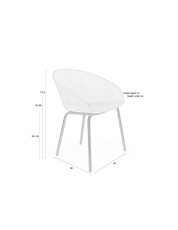 ZUIVER Void spisebordsstol, m. armln - latte brun genanvendt polypropylen og sort stl