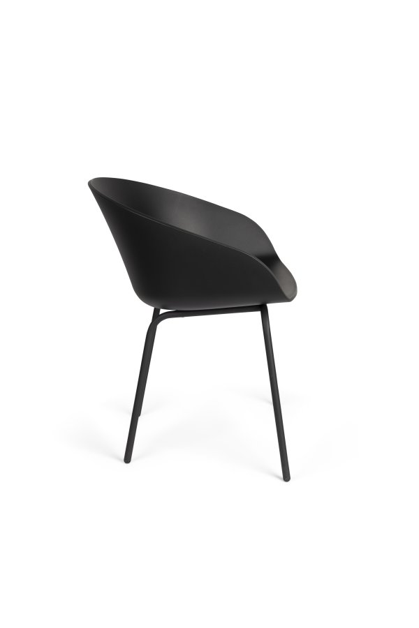 ZUIVER Void spisebordsstol, m. armln - sort genanvendt polypropylen og sort stl