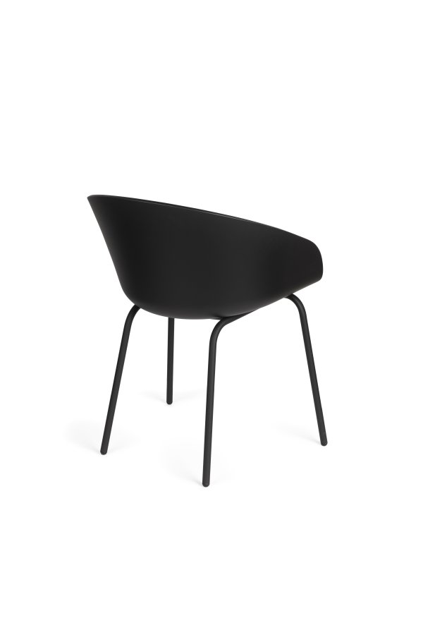 ZUIVER Void spisebordsstol, m. armln - sort genanvendt polypropylen og sort stl