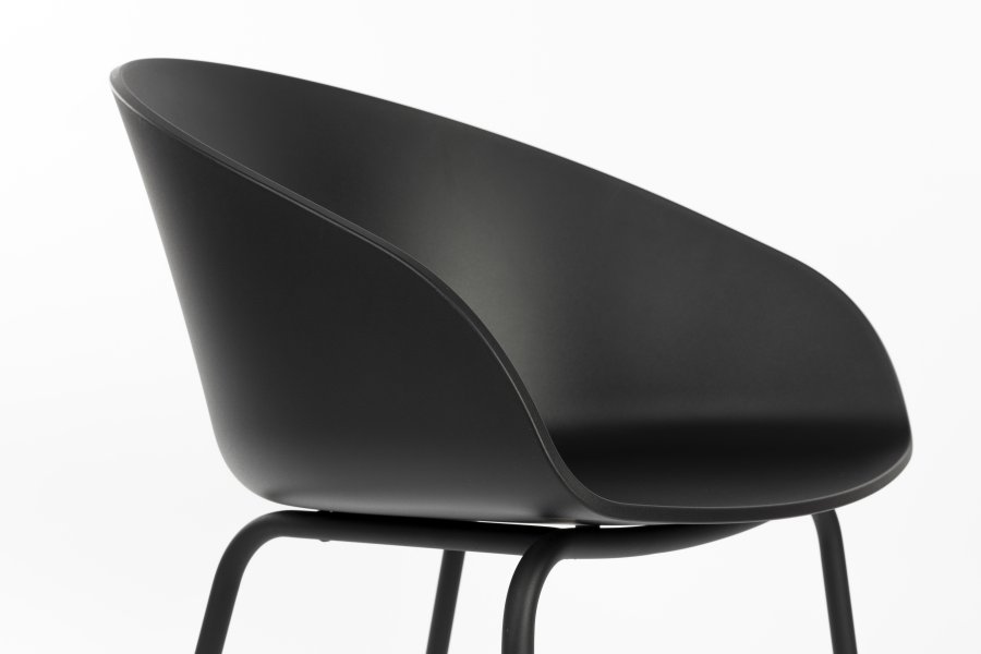 ZUIVER Void spisebordsstol, m. armln - sort genanvendt polypropylen og sort stl