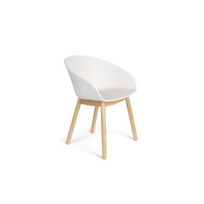 ZUIVER Void spisebordsstol, m. armln - mlkehvid genanvendt polypropylen og natur eg