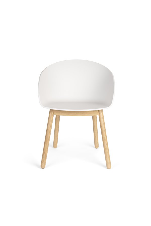 ZUIVER Void spisebordsstol, m. armln - mlkehvid genanvendt polypropylen og natur eg