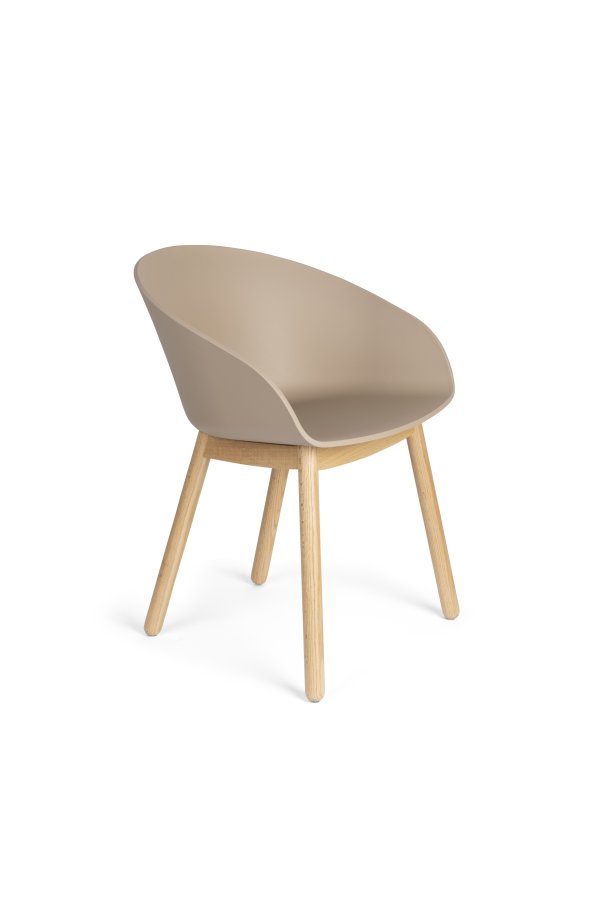 ZUIVER Void spisebordsstol, m. armln - latte brun genanvendt polypropylen og natur eg