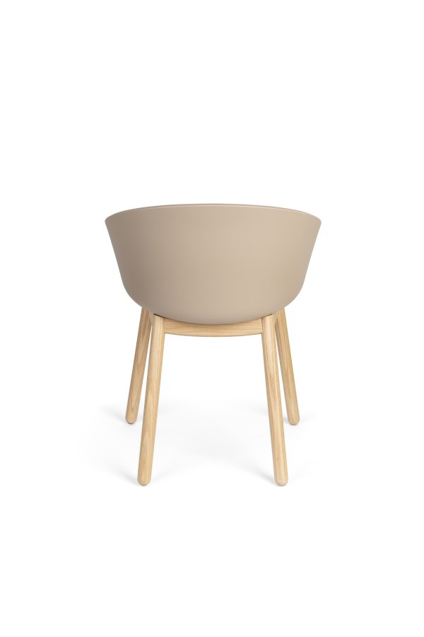 ZUIVER Void spisebordsstol, m. armln - latte brun genanvendt polypropylen og natur eg