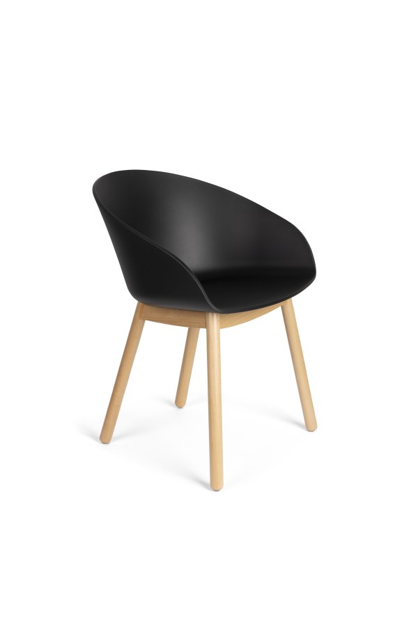 ZUIVER Void spisebordsstol, m. armln - sort genanvendt polypropylen og natur eg