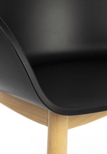 ZUIVER Void spisebordsstol, m. armln - sort genanvendt polypropylen og natur eg