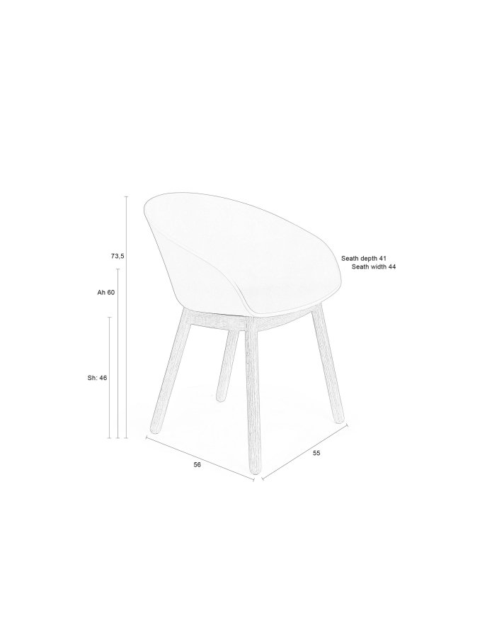 ZUIVER Void spisebordsstol, m. armln - sort genanvendt polypropylen og natur eg
