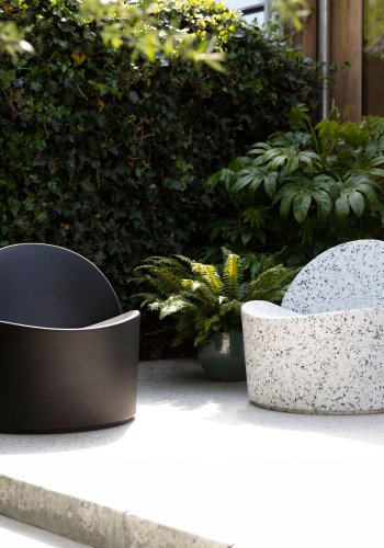 ZUIVER Bloom udendrs loungestol - hvid terrazzo genanvendt exopixel