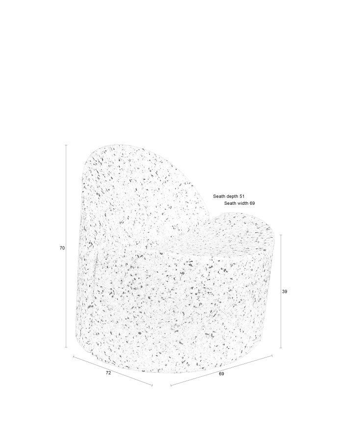 ZUIVER Bloom udendrs loungestol - hvid terrazzo genanvendt exopixel