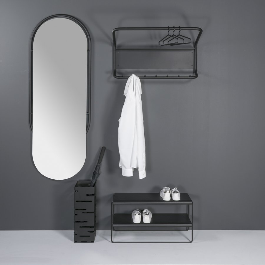 TORNA DESIGN Sfera vgspejl, oval - spejlglas og sort stl (59x159)