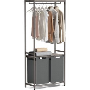 VASAGLE vasketjskurv, m. 2 hylder, aftagelige foringer, bjlestang - gr spnplade og gr stl