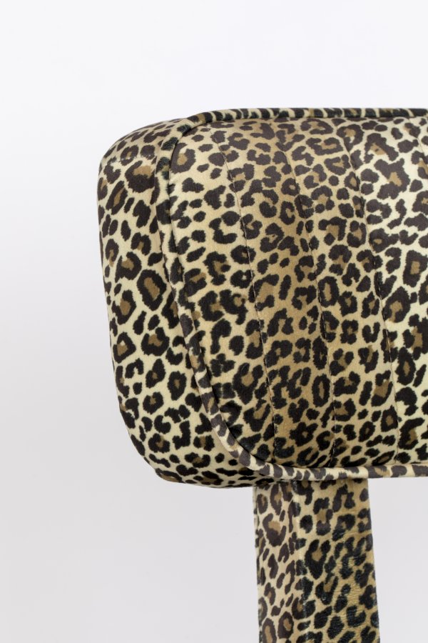 BOLD MONKEY Claws Out spisebordsstol - multifarvet panterprint polyester og messing stl