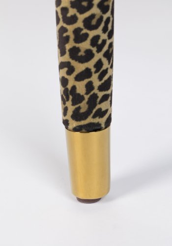 BOLD MONKEY Claws Out spisebordsstol - multifarvet panterprint polyester og messing stl