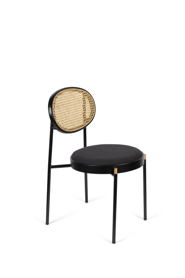 BOLD MONKEY Don't Stop The Webbing spisebordsstol - natur rattan, sort bgetr, polyester og jern