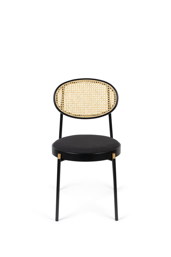 BOLD MONKEY Don't Stop The Webbing spisebordsstol - natur rattan, sort bgetr, polyester og jern