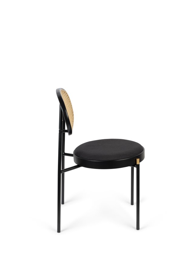 BOLD MONKEY Don't Stop The Webbing spisebordsstol - natur rattan, sort bgetr, polyester og jern