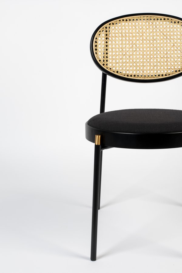 BOLD MONKEY Don't Stop The Webbing spisebordsstol - natur rattan, sort bgetr, polyester og jern