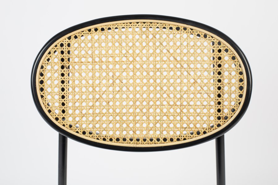 BOLD MONKEY Don't Stop The Webbing spisebordsstol - natur rattan, sort bgetr, polyester og jern