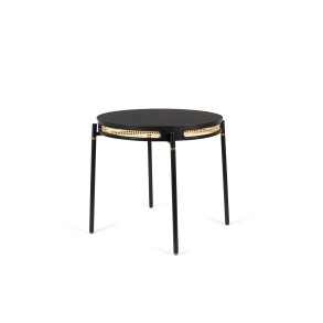 BOLD MONKEY Don't Stop The Webbing spisebord, rund - sort finér, rattan og sort jern (96)