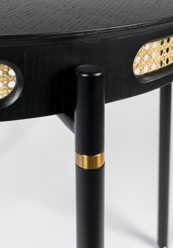 BOLD MONKEY Don't Stop The Webbing spisebord, rund - sort finér, rattan og sort jern (96)