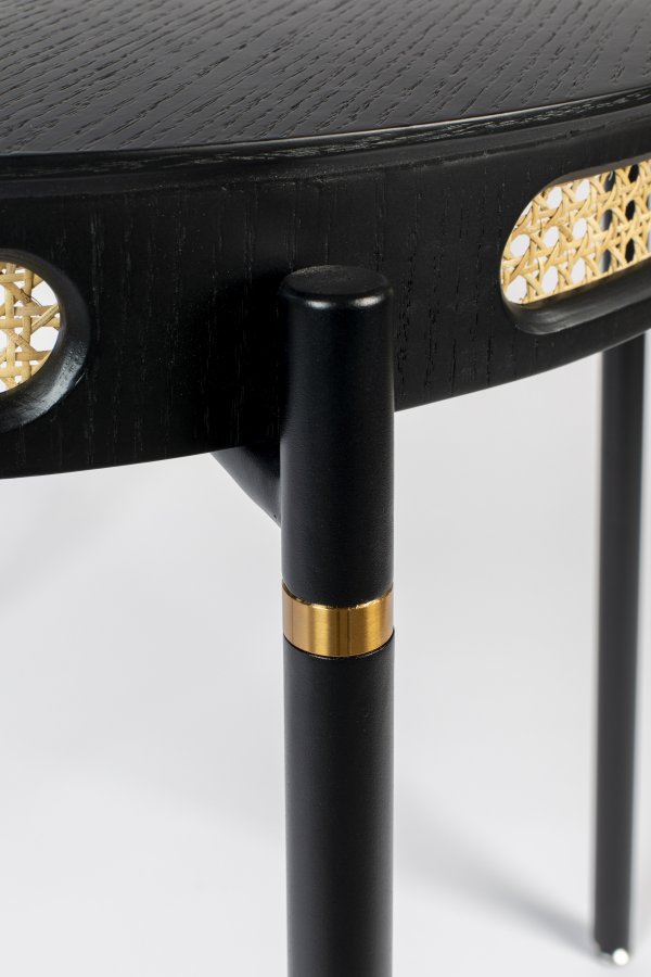 BOLD MONKEY Don't Stop The Webbing spisebord, rund - sort finér, rattan og sort jern (96)