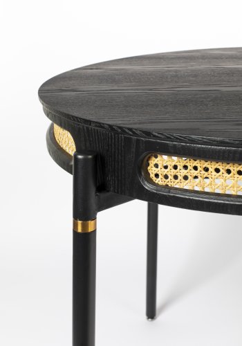 BOLD MONKEY Don't Stop The Webbing spisebord, rund - sort finér, rattan og sort jern (180x90)