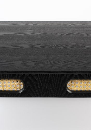 BOLD MONKEY Don't Stop The Webbing spisebord, rund - sort finér, rattan og sort jern (180x90)