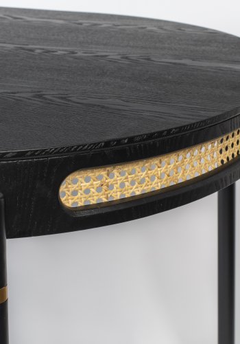 BOLD MONKEY Don't Stop The Webbing spisebord, rund - sort finér, rattan og sort jern (180x90)