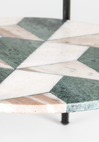 BOLD MONKEY Another Marble sidebord, m. 1 hylde, rund - bronze aluminium, marmor og sort jern (37)