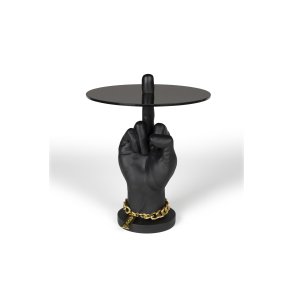 BOLD MONKEY Fother Mucker sidebord, rund - sort glas og harpiks (40)