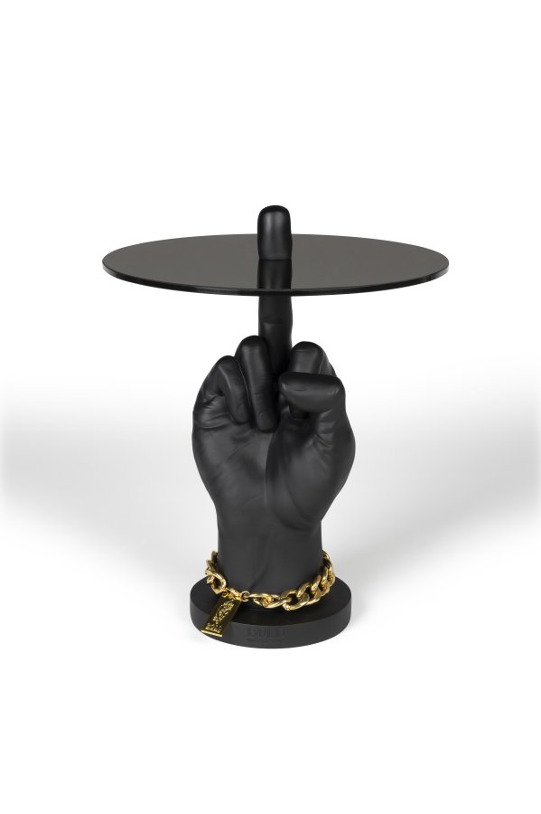 BOLD MONKEY Fother Mucker sidebord, rund - sort glas og harpiks (40)