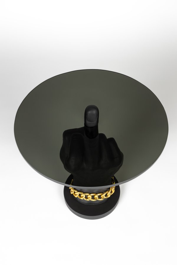 BOLD MONKEY Fother Mucker sidebord, rund - sort glas og harpiks (40)